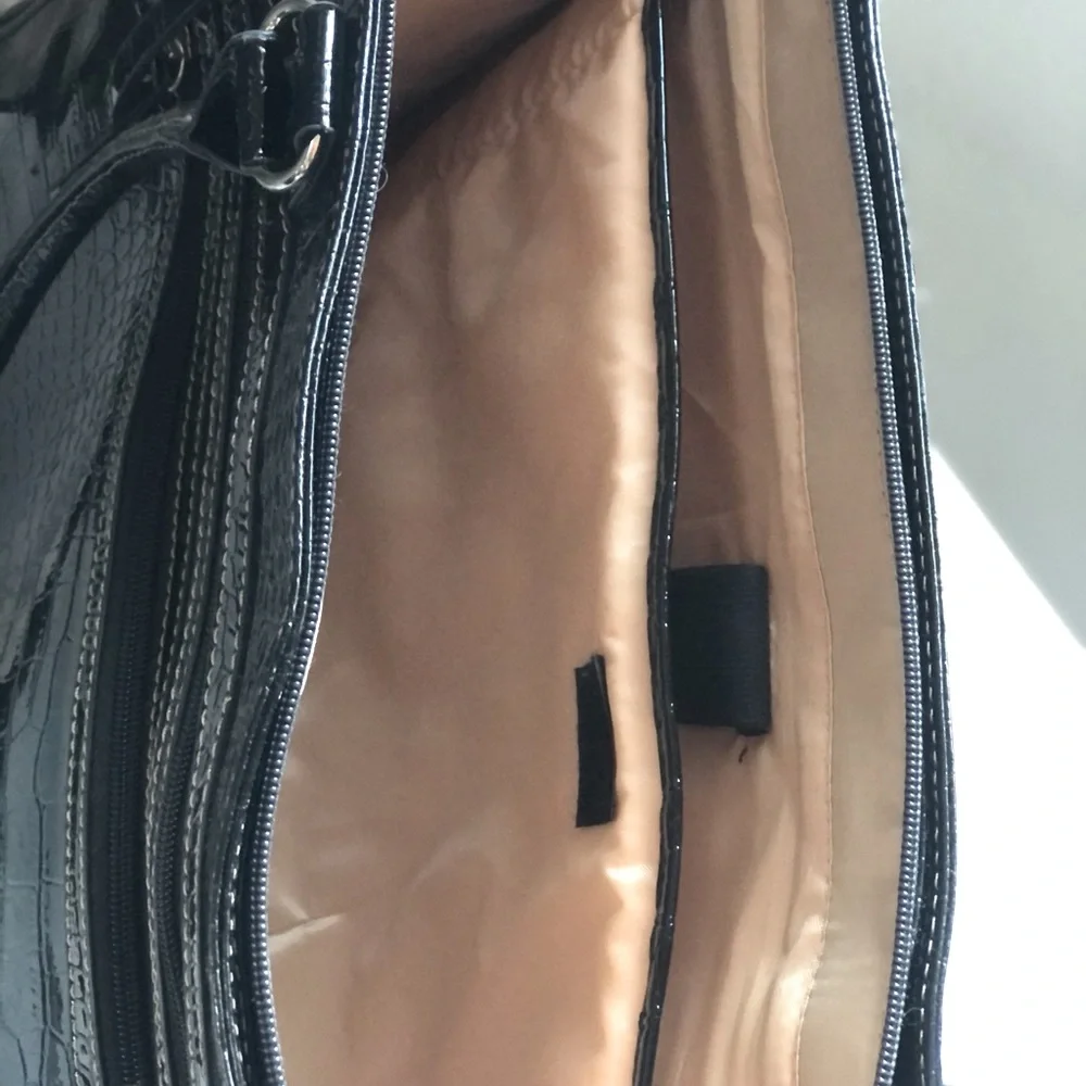 Black Faux Snake Skin Laptop Bag / Purse